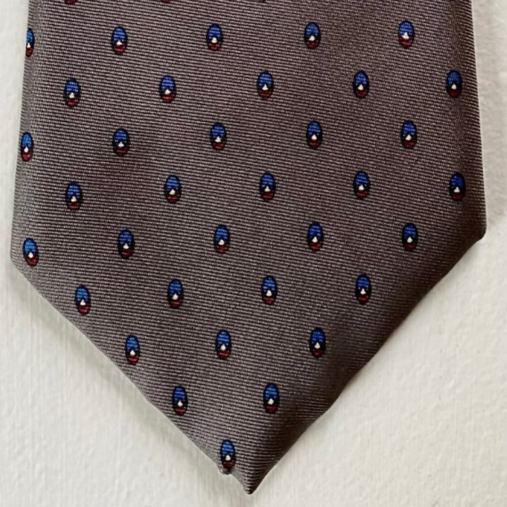 Calvin Klein Gray Silk Necktie with Geometic Ovals